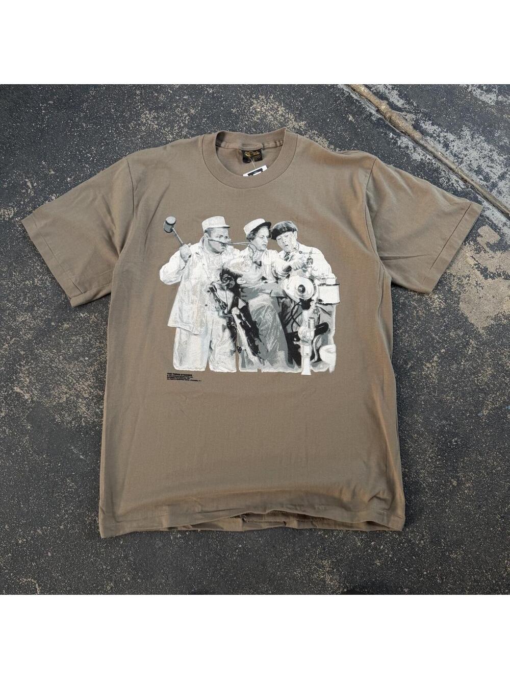 Vintage 90s The Three Stooges Comic Brown Tee